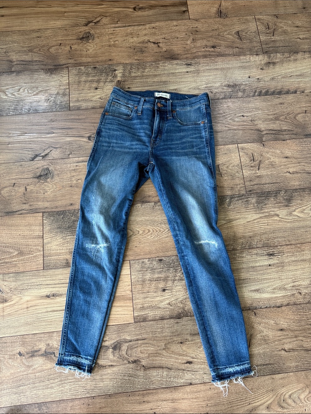 Madewell Distressed Dark Blue Skinny Jeans
